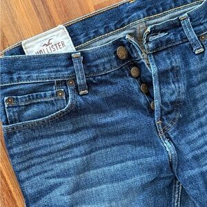 Hollister Dark Blue Button-Fly Jeans
